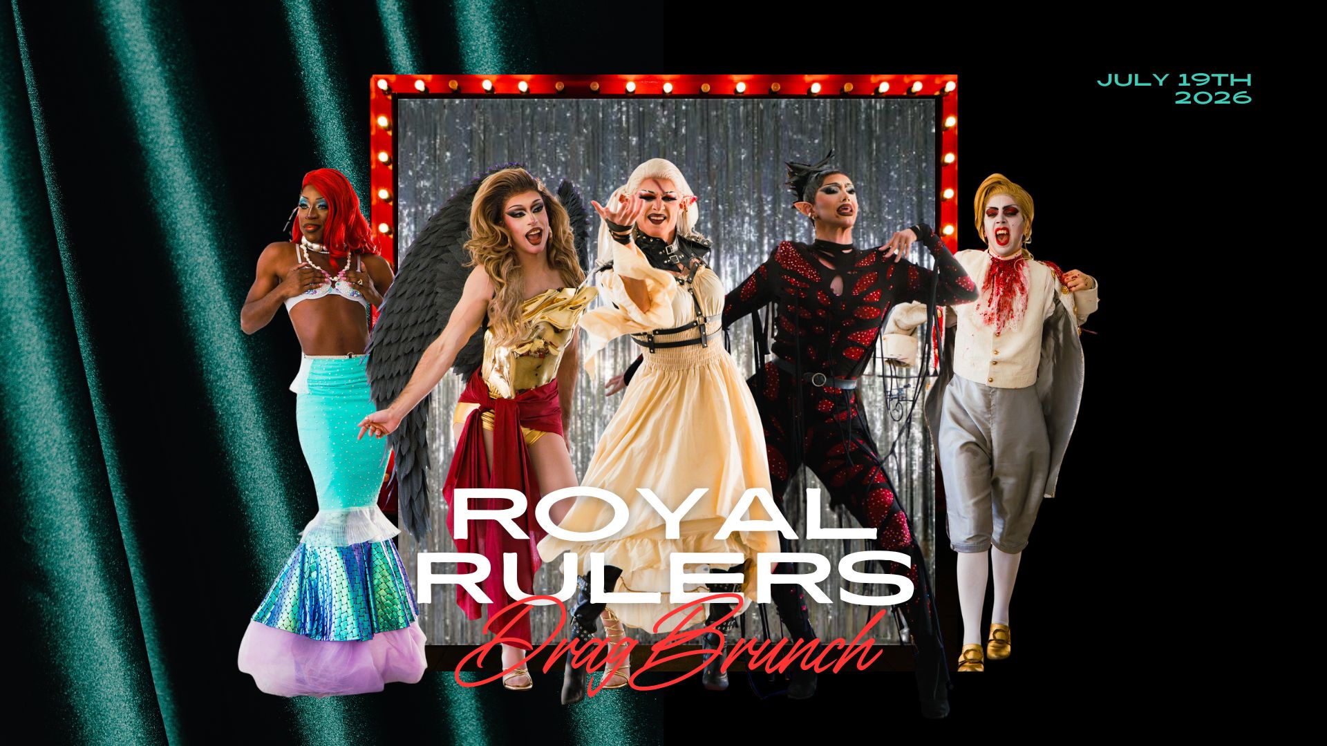 Graphic of various fantasy-themed drag queens collaged together